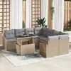 Image de vidaXL Ensemble de canapé de jardin 9 pc Beige polyrotin