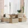 Image de vidaXL Ensemble de canapé de jardin 5 pc Beige polyrotin