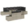 Image de vidaXL Ensemble de canapé de jardin 9 pcs Gris clair Poly rotin, Mobilier extérieur modulaire pour jardin, terrasse, léger, résistant UV, rangements, places assises