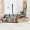 Image de vidaXL Ensemble de canapé de jardin 7 pcs Beige Poly rotin