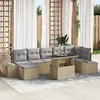 Image de vidaXL Ensemble de canapé de jardin 8 pc Beige polyrotin