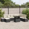 Image de vidaXL Ensemble de canapé de jardin 9 pc Noir polyrotin