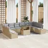 Image de vidaXL Ensemble de canapé de jardin 11 pcs Beige Poly rotin