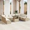 Image de vidaXL Ensemble de canapé de jardin 11 pcs Beige Poly rotin