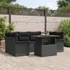 Image de vidaXL Ensemble de canapé de jardin 7 pcs Noir Poly rotin