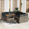 Image de vidaXL Ensemble de canapé de jardin 9 pc Gris Poly rotin