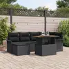 Image de vidaXL Ensemble de canapé de jardin 7 pc Noir Poly rotin