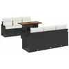 Image de vidaXL Ensemble de canapé de jardin 7 pcs Noir Poly rotin, Canapé modulaire moderne pour jardin et terrasse, en rotin résistant aux UV, meubles d'extérieur pour patio