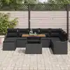 Image de vidaXL Ensemble de canapé de jardin 9 pc Noir Poly rotin