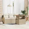 Image de vidaXL Ensemble de canapé de jardin 5 pcs Beige Poly rotin