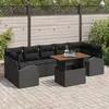 Image de vidaXL Ensemble de canapé de jardin 8 pc Noir Poly rotin