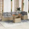 Image de vidaXL Ensemble de canapé de jardin 7 pcs Beige Poly rotin