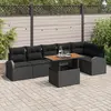 Image de vidaXL Ensemble de canapé de jardin 7 pc Noir Poly rotin