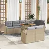 Image de vidaXL Ensemble de canapé de jardin 9 pc Beige Poly rotin