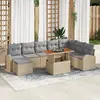 Image de vidaXL Ensemble de canapé de jardin 9 pc Beige Poly rotin