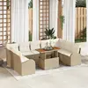 Image de vidaXL Ensemble de canapé de jardin 10 pcs Beige Poly rotin