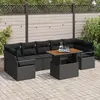Image de vidaXL Ensemble de canapé de jardin 8 pc Noir Poly rotin