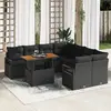 Image de vidaXL Ensemble de canapé de jardin 9 pc Noir Poly rotin