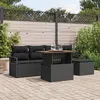 Image de vidaXL Ensemble de canapé de jardin 6 pc Noir Poly rotin