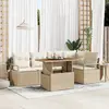 Image de vidaXL Ensemble de canapé de jardin 6 pcs Beige Poly rotin
