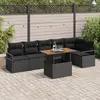 Image de vidaXL Ensemble de canapé de jardin 7 pcs Noir Poly rotin