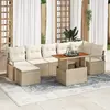 Image de vidaXL Ensemble de canapé de jardin 8 pcs Beige Poly rotin