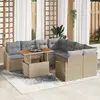Image de vidaXL Ensemble de canapé de jardin 9 pc Beige Poly rotin