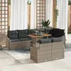 Image de vidaXL Ensemble de canapé de jardin 9 pc Gris Poly rotin