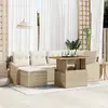 Image de vidaXL Ensemble de canapé de jardin 7 pcs Beige Poly rotin