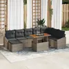 Image de vidaXL Ensemble de canapé de jardin 9 pc Gris Poly rotin