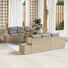 Image de vidaXL Ensemble de canapé de jardin 7 pcs Beige Poly rotin