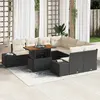 Image de vidaXL Ensemble de canapé de jardin 9 pc Noir Poly rotin