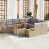 Image de vidaXL Ensemble de canapé de jardin 9 pc Beige Poly rotin