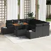 Image de vidaXL Ensemble de canapé de jardin 9 pcs Noir Poly rotin
