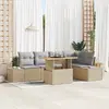 Image de vidaXL Ensemble de canapé de jardin 6 pc Beige Poly rotin
