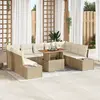 Image de vidaXL Ensemble de canapé de jardin 10 pcs Beige Poly rotin