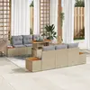 Image de vidaXL Ensemble de canapé de jardin 7 pcs Beige Poly rotin
