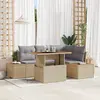 Image de vidaXL Ensemble de canapé de jardin 5 pc Beige Poly rotin