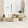 Image de vidaXL Ensemble de canapé de jardin 6 pc Beige Poly rotin