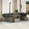 Image de vidaXL Ensemble de canapé de jardin 7 pcs Gris Poly rotin