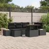 Image de vidaXL Ensemble de canapé de jardin 7 pcs Noir Poly rotin