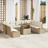 Image de vidaXL Ensemble de canapé de jardin 10 pcs Beige Poly rotin