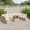 Image de vidaXL Ensemble de canapé de jardin 11 pcs Beige Poly rotin