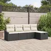 Image de vidaXL Ensemble de Canapés avec coussin avec stockage Noir polyrotin