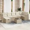 Image de vidaXL Ensemble de Canapés avec coussin avec stockage Beige polyrotin