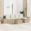 Image de vidaXL Ensemble de canapé de jardin 6 pc Beige polyrotin