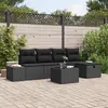 Image de vidaXL Ensemble de canapé de jardin avec coussin 6 pcs Noir polyrotin