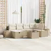 Image de vidaXL Ensemble de canapé de jardin 7 pc Beige polyrotin