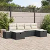 Image de vidaXL Ensemble de canapé de jardin avec coussin 6 pcs Noir polyrotin