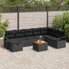 Image de vidaXL Ensemble de canapé de jardin avec coussin 9 pcs Noir polyrotin